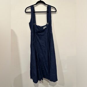 Unique Vintage 1950s Denim Blue Amma Suspender Swing Skirt - L/10-12